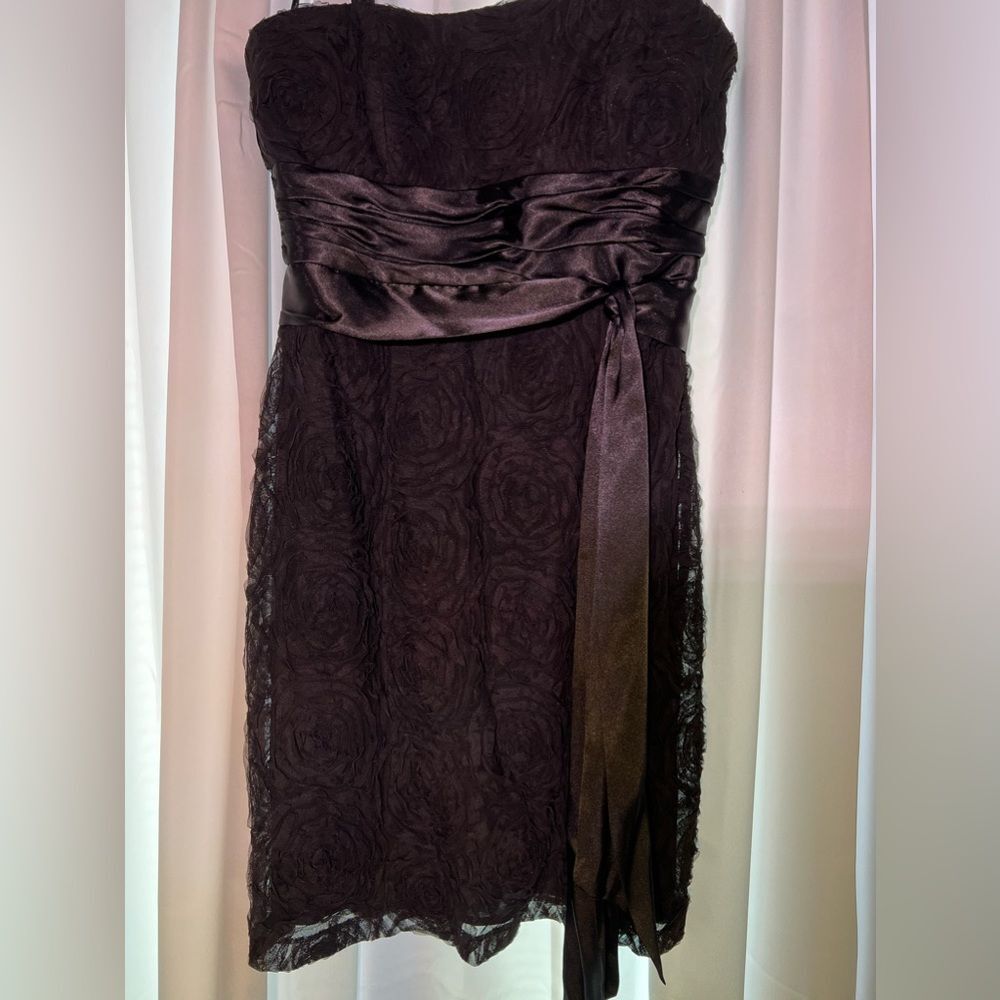 Formal Black Mini Dress with Satin Bow and Beautiful details in dress